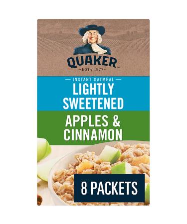 Quaker Lightly Sweetened Apples & Cinnamon Instant Oatmeal 8 Packets 232g Lightly Sweetened Apples & Cinnamon 232 g (Pack of 1)