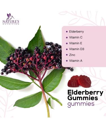 Sambucus Elderberry Gummies with Vitamin C, Zinc - Immune Support for Adults & Kids - Vegan, Gluten Free, Non-GMO - 60 Berry Flavored Gummies - Buy Online on GoSupps.com