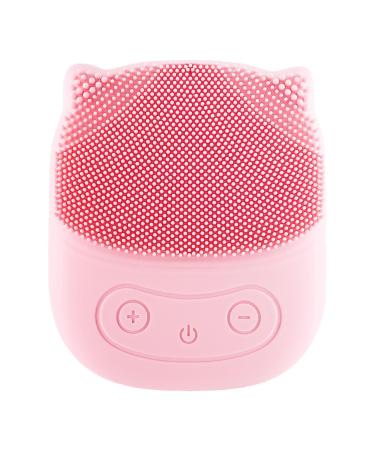 Silicone Face Washer Face Scrub Scrubber Vibrating Face Brush in Penguin Shape - Waterproof Skin Care Face Brushes Electric Face Brush for Men and Women Pink