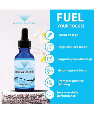 Absonutrix Mucuna Pruriens 393mg 4 Oz Liquid 300 Servings Made in USA Quick Absorption Quality Potent Ingredients Third-Party Tested Non-GMO GMP Certified Cruelty-Free Products - Buy Online on GoSupps.com