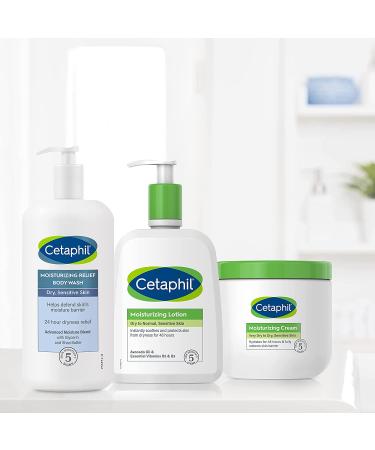CETAPHIL Moisturizing Relief Body Wash 20 oz - Creamy Formula for Sensitive Skin, 24 Hr Relief, Hypoallergenic & Fragrance Free - Buy Online on GoSupps.com