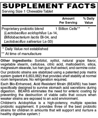 Holly Hill Health Foods Children's Acidophilus Grape 60 Chewable Tablets - Buy Online on GoSupps.com
