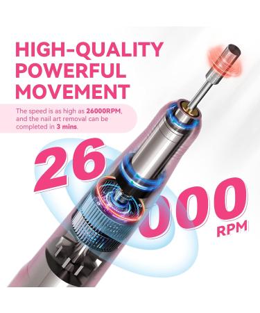 Saviland Electric Nail Drill Kit - Rechargeable & Cordless 26000RPM Nail Drill with 1+5+6 Drill Bits for Acrylic Nails with Nail Dust Brush Cuticle Oil Pen for Manicure Pedicure & Nail Art Remove 26000rpm-rose Gold - Buy Online on GoSupps.com