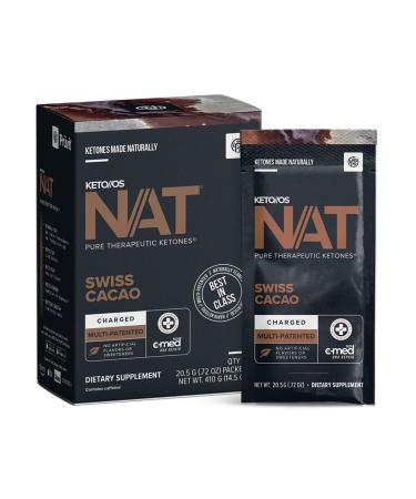 Keto//OS NAT® Swiss Cacao Keto Supplements – Charged - Exogenous Ketones - BHB Salts Ketogenic Supplement for Workout Energy Boost - Fat Burner Supplements for Men and Women (20 Count)