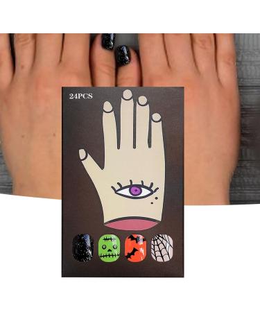 Xiixuuj Halloween Nails - Full Glossy Nails For Women - Artificial Nails Decorations Short Square Fake Nails Halloween Ghost Press On Nails Natural & Fit False Nails - Buy Online on GoSupps.com