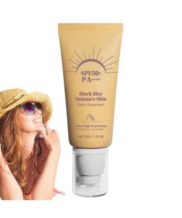 Black Rice Sunscreen Moisturizing Daily Sunscreen Rice Moisture Daily Sunscreen Nourishing Skin Protection & UV Defense 50g Non-greasy Velvet Finish Concealer Isolation for Face Body