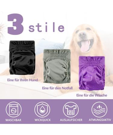 Demigreat Heat Pants for Bitches - 3-Piece Adjustable Purple Dog Diapers for Women - High-Suction Bandages (Size M) - Buy Online on GoSupps.com