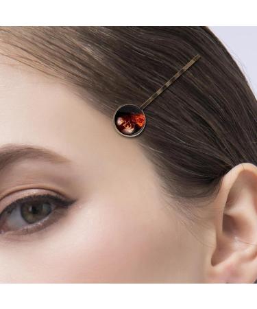 Handmade Glitter Crystal Hair Clips Set - Elegant Hair Accessories for Women & Girls | 4 PCS Bobby Pins in Fire Flame Love Rose Design | Perfect for Valentine's Day - Color2658 - Buy Online on GoSupps.com