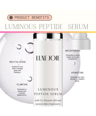 Luminous Peptide Serum | Best Anti-Aging Facial Treatment for Men & Women - Hydrate Firm and Reduce Fine Lines & Deep Wrinkles - Buy Online on GoSupps.com