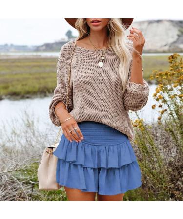 LAEMILIA Womens Flared Floral Print Skater Skirt XL - Blue | Elastic Waist, Pleated Mini Skirt with Drawstring - Buy Online on GoSupps.com