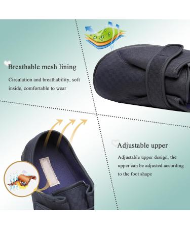 Diabetic Sandals for Men | Adjustable Wide Width Non-Slip Slippers | Comfortable Arthritis & Edema Shoes for Swollen Feet - Lightweight Dark Blue - Buy Online on GoSupps.com