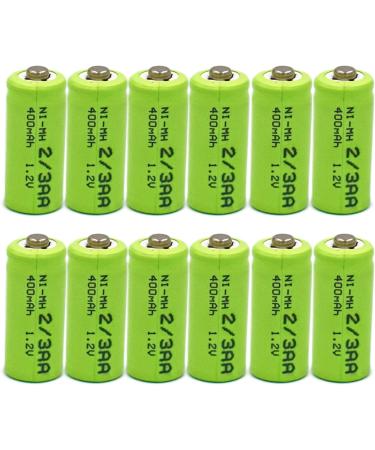 12 Pack 1.2V Ni-Mh 2/3AA Rechargeable Batteries - 400mAh Button Top for Solar Lights Shavers & Toothbrushes - Buy Online on GoSupps.com