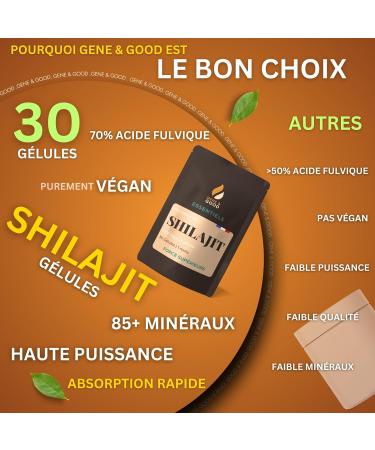 Gene & Good Shilajit Gelule 30 G lules | Shilajit Pure Himalaya Bio 1000mg Pur Himalayen de Haute Qualit | Soutient les Fonctions Cognitives 30 unit (Lot de 1) - Buy Online on GoSupps.com