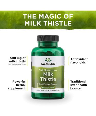 Swanson - Milk Thistle Liver Seed Extract 500 mg per Capsule 100 Capsules 1 count - Buy Online on GoSupps.com