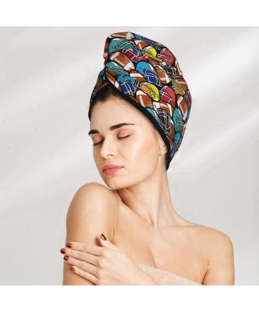 Quick-Dry Hair Towel Wrap | Buttoned Hair Turban for Fast Drying | American Football Design - Buy Online on GoSupps.com