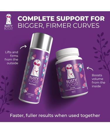 Busty Boost Breast Enhancement Cream Natural Firming & Lifting Cream for Fuller Firmer Breasts Infused with Maca Root Wild Yam Guggul Resin & Gotu Kola Made in the USA (2 Month Supply) - Buy Online on GoSupps.com