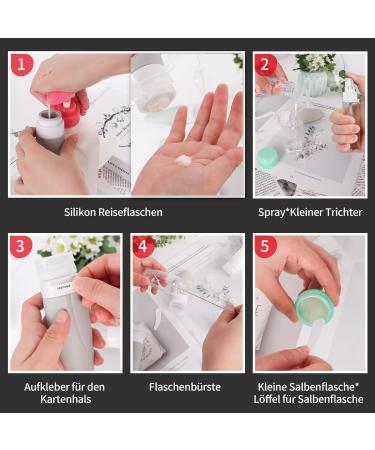 Lollanda 15-Piece Silicone Travel Bottle Set - Leak-Proof TSA-Approved Containers for Shampoo Lotion & Cosmetics - 60ml with Stickers - Buy Online on GoSupps.com