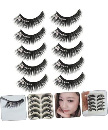 5 Pairs diamond eyelashes false lash extensions performance eyelash women eyelash rhinestone eyelashes natural fake lashes cosplay eyelash decorate make up artificial fiber - Buy Online on GoSupps.com