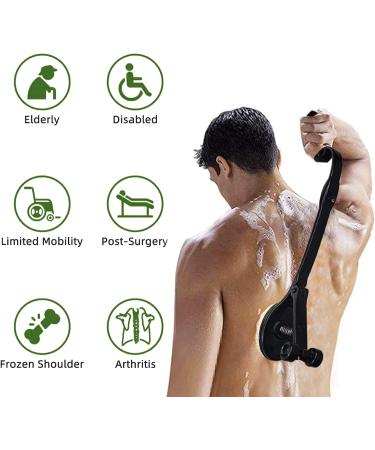 Long Handle Back Scrubber for Shower - Curved Detachable Bath Brush for Elderly and Disabled - Ideal for Limited Arm Movement and Frozen Shoulder Relief - Men and Women - Buy Online on GoSupps.com