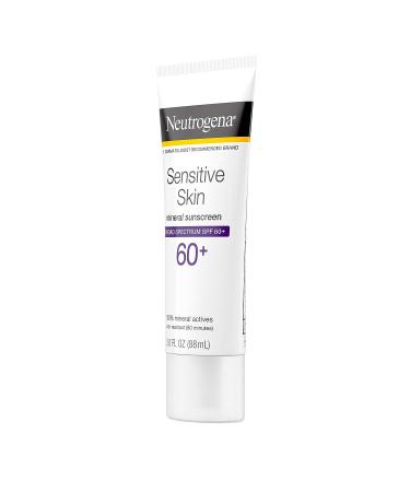 Neutrogena Sensitive Skin Mineral Sunscreen Lotion SPF 60+ (3 fl. oz) | Zinc Oxide, Water-Resistant, Hypoallergenic, Fragrance & Oil-Free Formula - Buy Online on GoSupps.com