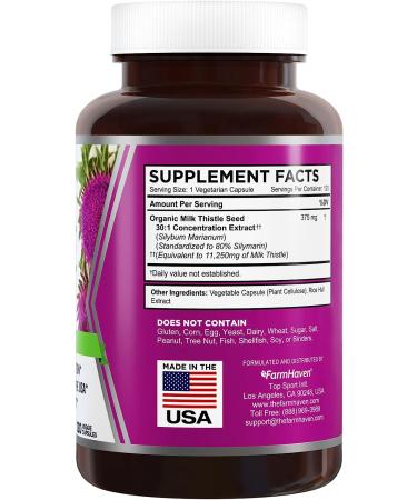 FarmHaven Milk Thistle Capsules 11250mg | 30X Concentrated Seed Extract & 80% Silymarin | Supports Liver Function | 120 Veggie Capsules - Buy Online on GoSupps.com