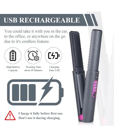 Buy Cordless 2-in-1 Hair Straightener & Curler | Portable Mini Ceramic Flat Iron | 5000mAh USB-C Rechargeable | Quick Heat Travel-Friendly Tool - Gray - Buy Online on GoSupps.com