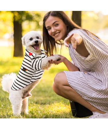 EMUST Soft & Breathable Striped Dog Shirt for Small Medium Dogs - Boy Girl Puppy Clothes with Polo Collar & Sleeves - Teacup Chihuahua Yorkie T Shirt (S Small, White Stripes) - Buy Online on GoSupps.com