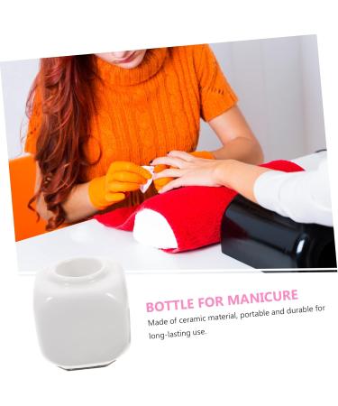 Mikinona Manicure Dishes Refillable Empty Bottle Ceramics Bottle Pill Container Bottle Cosmetic Bottle with Lid Manicue Cups Powder Bottle Jar Nail Cup Nail Art Ceramic Cup Bamboo White - Buy Online on GoSupps.com