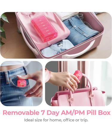 Shop AUVON XL Weekly Pill Organizer - 2 Times a Day Easy Fill Design 7 Day AM PM Pill Box for Travel - Vitamins Supplements Fish Oils - A-Pink - Buy Online on GoSupps.com