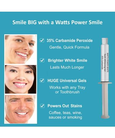 Watts Power 35% Teeth Whitening Gel Set - 8 x 10ml Gels + FCP Enamel Gel - Dual Action for Surface & Deep Stains - 80ml - USA Made - Buy Online on GoSupps.com