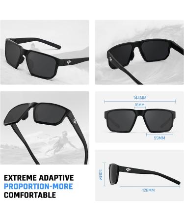 TOREGE Sports Polarized Sunglasses TR66 - Matte Black & Black Lens - Buy Online on GoSupps.com