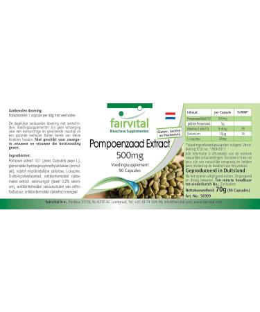 Fairvital | Pumpkin seed extract 500 mg - 90 capsules - 10 times more concentrated with selenium and vitamin E - high - Buy Online on GoSupps.com