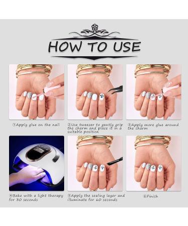 120Pcs 3D Metal Cross Nail Charms with Nail Tweezer - DIY Punk Gothic Manicure Accessories in Silver - Buy Online on GoSupps.com