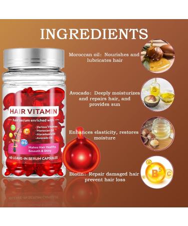 Hair Vitamin Serum Capsules - Nourishing Treatment with Moroccan Macadamia & Avocado Oil | No Rinse Conditioning Serum for All Hair Types - Buy Online on GoSupps.com