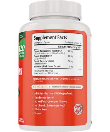 WELLIXIR Ashwagandha Capsules - 10% Withanolides Root Powder Extract Herbal Supplement to Help Support a Natural Stress Relief Sleep Focus - 1500mg for Men and Women -120 Count - Buy Online on GoSupps.com