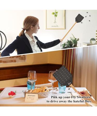 Heavy Duty Leather Fly Swatter Black with Bench Wood Handle 19.7" Length Fly Catcher and Insects Catcher with Ease - Buy Online on GoSupps.com