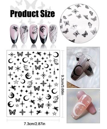12 Sheets Butterfly Nail Art Stickers Decals - Star Moon French Design Self-Adhesive Supplies for Women & Girls | EBANKU - Buy Online on GoSupps.com