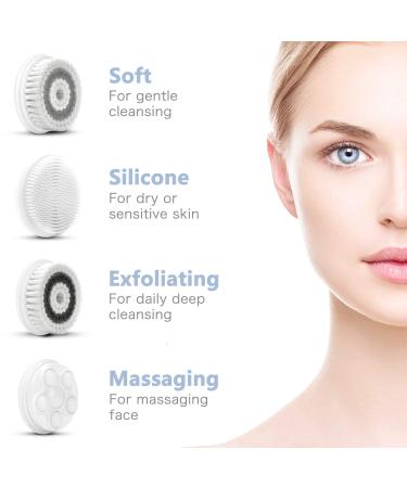 CLSEVXY Waterproof Facial Cleansing Spin Brush Set - 4 Exfoliating Heads for Gentle Exfoliation - Deep Scrubbing Face Spa System in Blue - Buy Online on GoSupps.com
