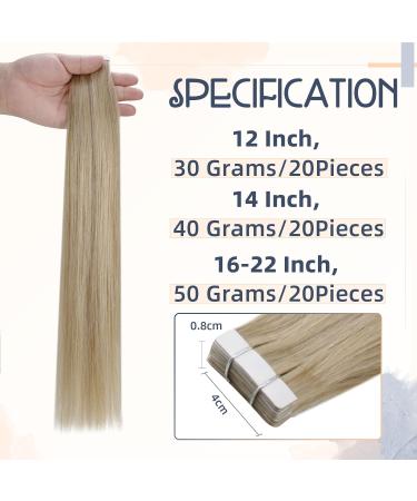 RUNATURE Blonde Ombre Tape in Hair Extensions - 18 Inch Straight Human Hair 50g - #16P22 - Buy Online on GoSupps.com