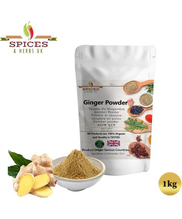 Ginger Powder Premium Quality - Spices&herbsuk | Versatile Spice for Baking, Sauces, & More - Nutritious and Low-Calorie - 1kg - Buy Online on GoSupps.com