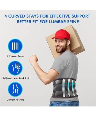 Back Support Back Brace Lumbar Support Lower Back Brace Support Belt Lightweight Breathable Lumbar Decompression Belt Posture Back Support Belt(X-Large) X-Large Black - Buy Online on GoSupps.com