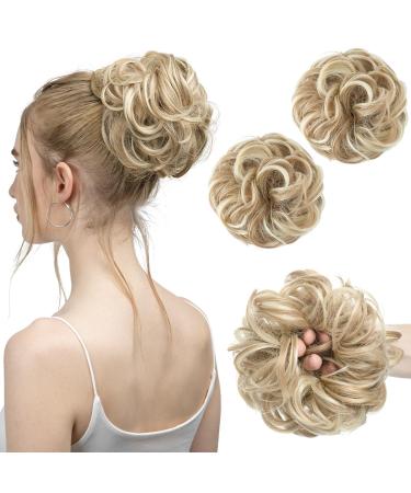 SARLA 2PCS Messy Hair Bun Hair Piece Small Scrunchies Synthetic Bun Hairpieces for Women Girls Updo Hair Extensions (Dirty Blonde) Dirty Blonde-2PCS