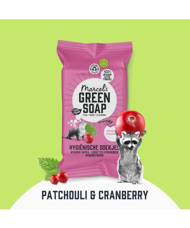 Marcel's Green Soap Biodegradable Wet Wipes - Patchouli & Cranberry - Eco-Friendly Cleaning Towels - 60 Plant-Based Towels - Pink - Buy Online on GoSupps.com