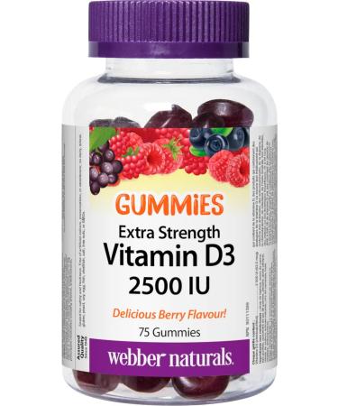 Webber Naturals Ashwagandha Gummy 45 Berry Flavoured Gummies Helps to Reduce Stress & Vitamin D3 2500 IU 75 Gummies For Healthy Bones Teeth - Buy Online on GoSupps.com