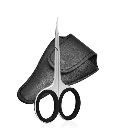 Diesisa Cuticle Scissors Cuticle Scissors Extra Fine with Curved Tip Cuticle Scissors Extra Sharp Rustproof Stainless Steel for Shortening Cuticles Eyebrow Eyelashes (Black Handle)