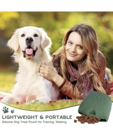 Silicone Dog Treat Pouch for Training & Walking | Portable Magnetic Closure & Waist Clip | Durable & Green with Carabiner - Buy Online on GoSupps.com