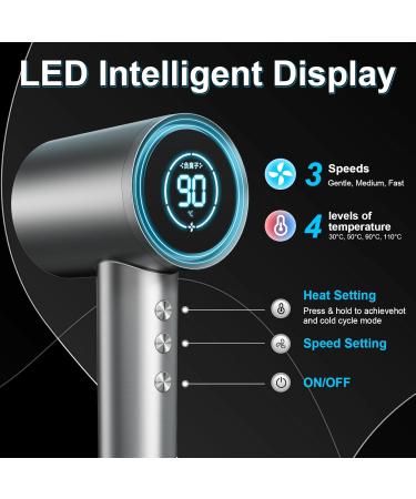 High-Speed Hair Dryer with 110 000 RPM Brushless Motor | Ionic Blow Dryer for Fast Drying & Low Noise | Magnetic Nozzle | International Shipping - Buy Online on GoSupps.com