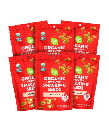 Go Raw Organic Sprouted Chili Lime Sprouted Snacking Seeds 4 oz 6 Pack Pumpkin & Sunflower Seeds Keto Kosher Chili Lime Pack of 6