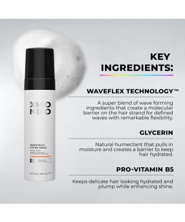 XMONDO Hair Wavetech Extra Hold Wave Foam - Vegan Formula with Pro-Vitamin B5 and Anti-Frizz Nutrients to Fight Static Control Frizz and Enhance Your Wavy Hair 6.7 Fl Oz 1-Pack - Buy Online on GoSupps.com