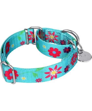 Adjustable Martingale Dog Collars | Heavy-Duty Soft & Smooth for Large & Small Dogs - Blue-Green & Sunflower - Buy Online on GoSupps.com